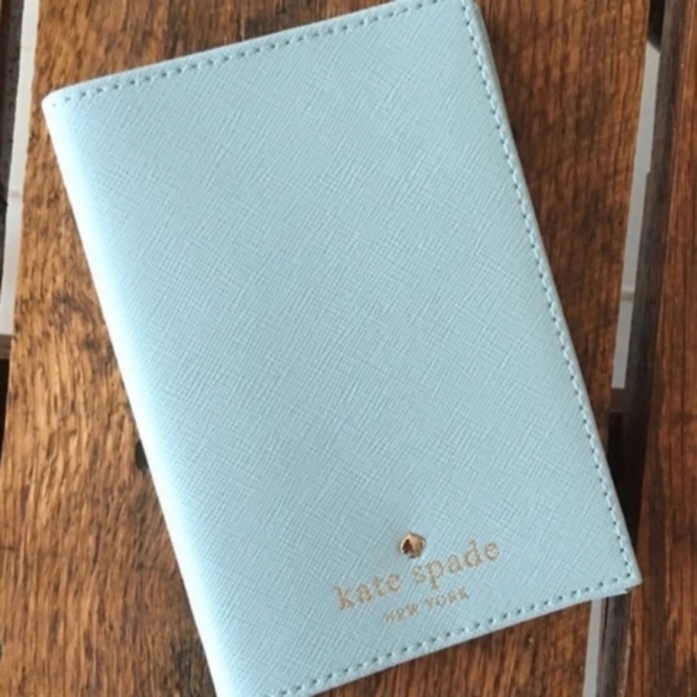 Brand New KATE SPADE Passport Holder VERY RARE!! Light Pale Cy Blue NWT!